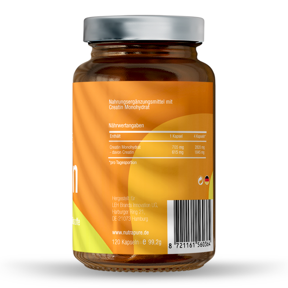 Nutrapure Creatin Monohydrat, 120 Kapseln